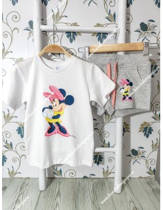 Conjunto Short Minnie Blanco-Gris