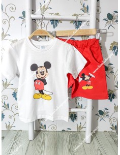 Conjunto Bermuda Mickey Blanco-Rojo