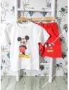 Conjunto Bermuda Mickey Blanco-Rojo