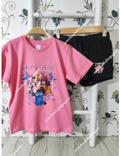 Conjunto Short Huntrix Fucsia-Negro 2