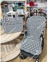 Bolso pocket bolsillos Cremallera y Funda Universal volante alrededor con tejido Vichy Negro Mediano y pequeño