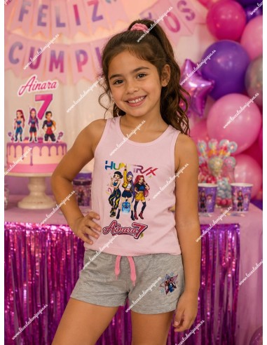 Camiseta Tirantes Blanca-Rosa-Fucsia Cumpleaños
