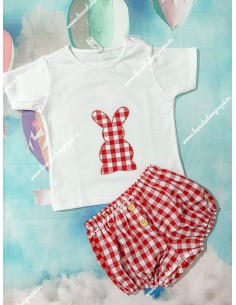 Conjunto Pololo Conejito Vichy Rojo