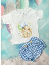 Conjunto Pololo Conejito Vichy Celeste
