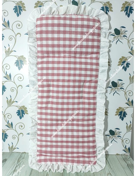 Funda Universal Vichy Maquillaje Cuadros-M Volante Plumeti Blanco