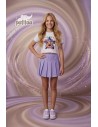 Conjunto Falda Pantalón Tablas Huntrix Blanco-Lila