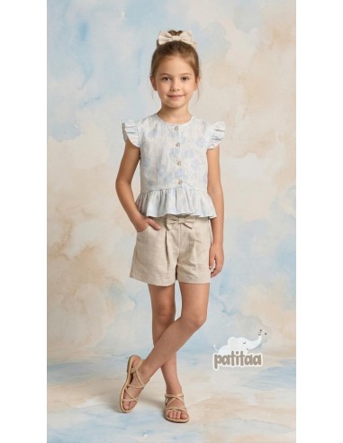Conjunto Blusa y Bermuda Pastel Brillos