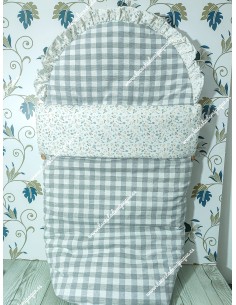 Pack Bolso y Saco Universal Vichy Gris Cuadros-m Combi Flores Camel 2