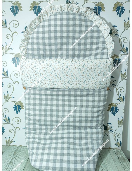 Pack Bolso y Saco Universal Vichy Gris Cuadros-m Combi Flores Camel