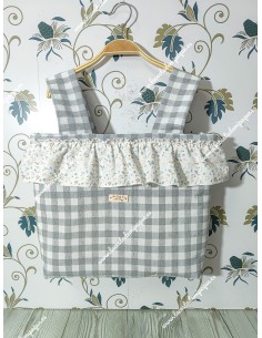 Bolso Pocket Cremallera Vichy Gris Cuadros-M Combi Flores Camel Volante