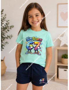 Conjunto Short Six Seven Verde Agua-Marino