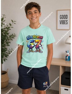 Conjunto Bermuda Six Seven Verde Agua-Marino