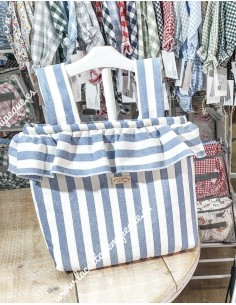 Bolso Pocket Cremallera Rayas Azul Volante