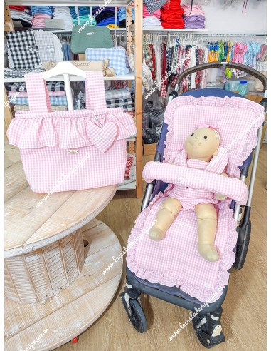 Colgante Corazón Vichy Rosa Cuadros-P Para Bolsos