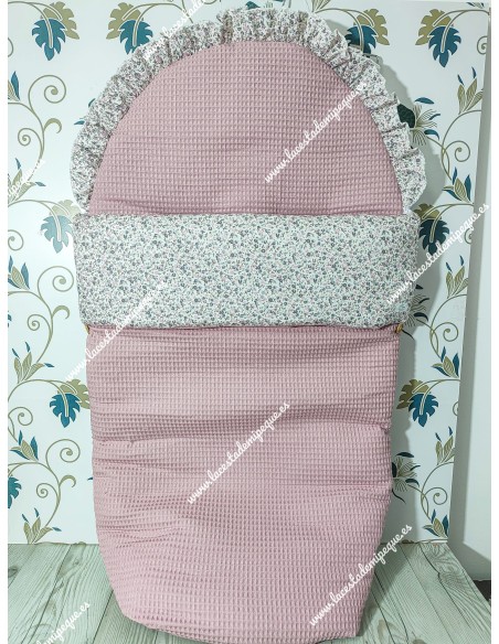Saco Universal Waffle Maquillaje Combi Flores Morado y Gris