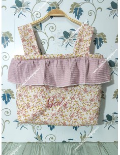 Bolso Pocket Cremallera Flores Tokyo Volante waffle maquillaje 2
