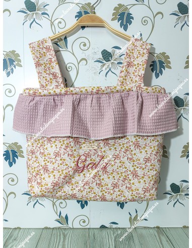 Bolso Pocket Cremallera Flores Tokyo Volante waffle maquillaje