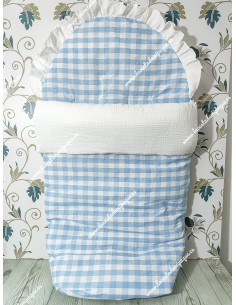 Saco Universal Vichy Celeste Cuadros-M Combi bambula blanca