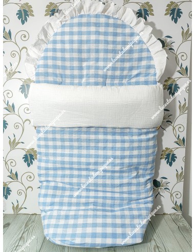 Saco Universal Vichy Celeste Cuadros-M Combi bambula blanca