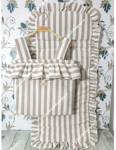 Bolso pocket cremallera con volante y Funda Universal volante entero confeccionado con tejido de rayas 2
