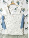 Bolso Panera Cremallera Flores Camel y Lazos laterales en bambula azul jeans