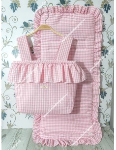 Bolso pocket volante Cremallera y Funda Universal Vichy Rosa Cuadros-P Volante