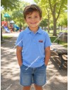 Polo Unisex Manga Corta Celeste