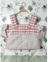 Bolso Pocket Cremallera vichy Maquillaje Bolsillos y Lazos Flores morado y gris