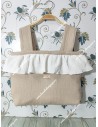 Bolso Pocket Cremallera Bambula Lino Volante Bambula Blanca