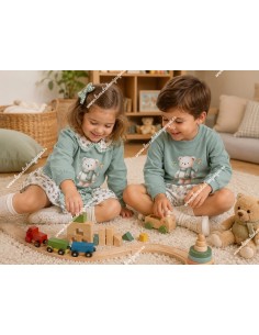 Conjunto Pololo y Sudadera Osito Bufanda Verde 2