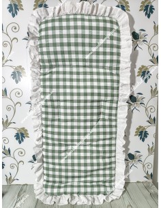 Funda Universal Vichy Verde Oliva Cuadros-M Volante Plumeti Blanco