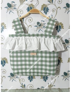 Bolso Pocket Cremallera Vichy Verde Oliva Cuadros-M Combi Plumeti Blanco