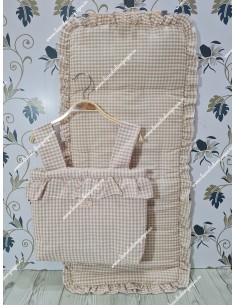 Bolso y Funda Universal Vichy Beige Pequeño Volante