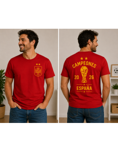 Camiseta M/C Roja España Campeones Hombre (Escudo)