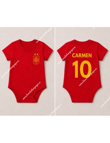 Body M/C Rojo España Mundial 2026 Unisex (Escudo Nombre y Número)