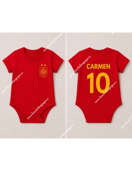 Body M/C Rojo España Mundial 2026 Unisex (Escudo Nombre y Número)