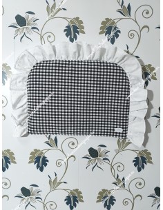 Salvababas Capazo Vichy negro Cuadros-P Volante plumeti blanco