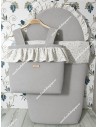 Pack Bolso y Saco Universal Loneta Gris Combi Flores Camel