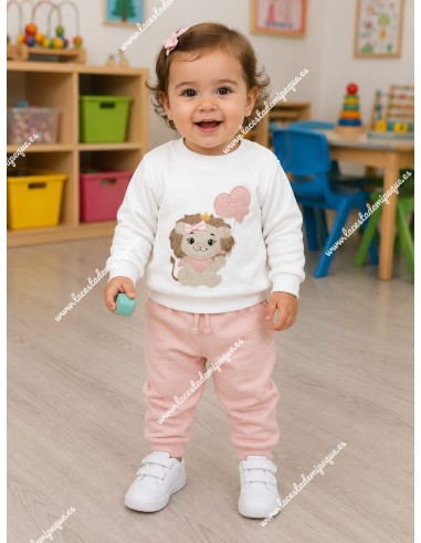 Chandal León Globos Blanco-Rosa
