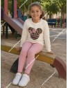 Conjunto Leggings Crudo-Rosa Minnie