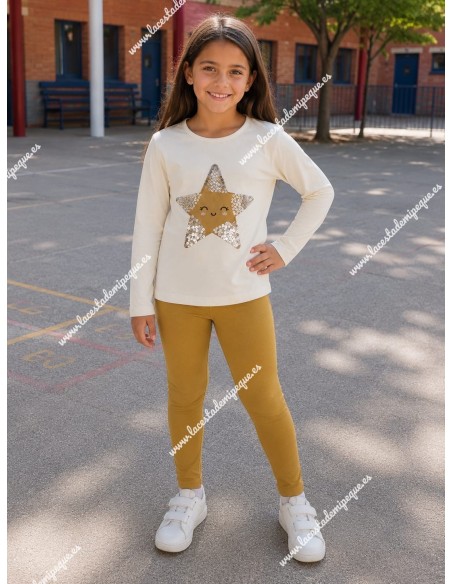 Conjunto Leggings Crudo-Mostaza Estrella