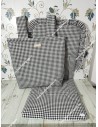 Bolso panera cremallera y Funda Universal medio volante Vichy negro cuadro pequeño