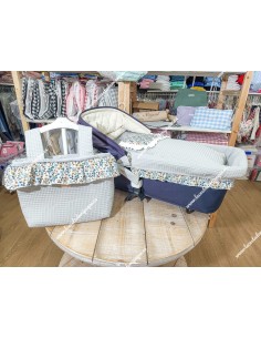 Bolso Pocket Cremallera con tejido de Waffle gris y Volante con tejido de flores otoñales celeste 2