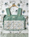 Bolso Pocket Cremallera Waffle Verde Jade Bolsillos Flores otoñales celeste