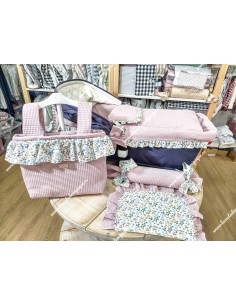 Salvababas Capazo Flores Otoñales Celeste Volante Waffle Maquillaje 2