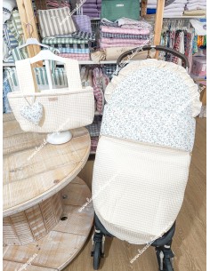 Pack Bolso minibag y Saco Universal Waffle beige  Combi flores