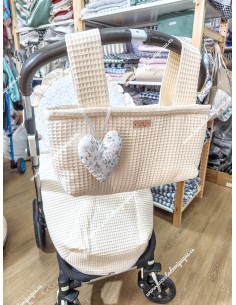 Pack Bolso minibag y Saco Universal Waffle beige  Combi flores 2