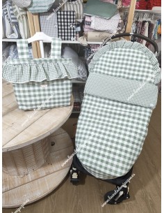 Pack Bolso pocket cremallera volante y Saco silla Universal Vichy Verde Oliva Cuadros-M Combi