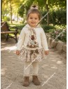 Conjunto Faldita y Sudadera Muñeca Flores Beige