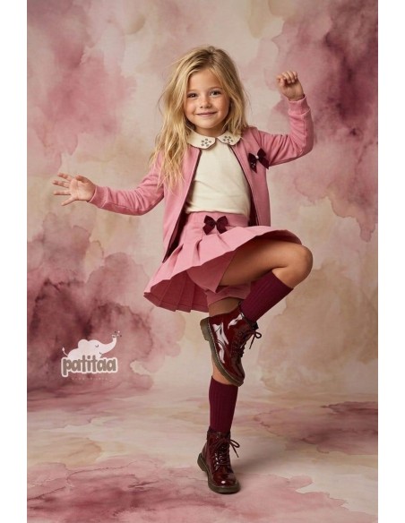 Conjunto Falda Pantalón 3 Piezas Rosa Perla